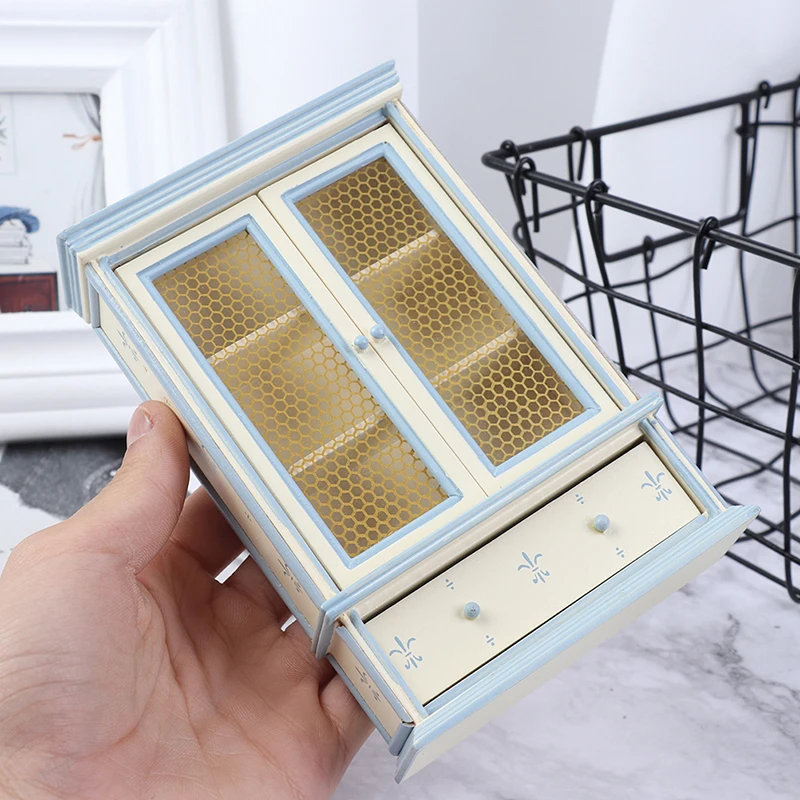 

1:12 Dollhouse Miniature Kitchen Furniture White Cupboards Display cabinet Children Gift