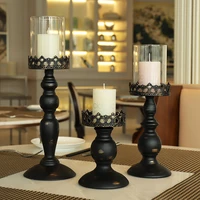 retro candlestick home decoration porch study model room decoration wedding props candle holder with glass cover
