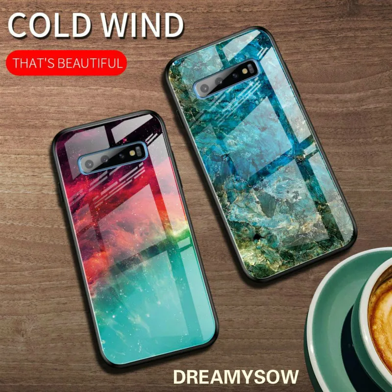 Для samsung A50 Стекло чехол закаленное Мягкий силиконовый чехол Крышка Мрамор принтом галактика A20E A10E A70 A60 A40 A30 A20 A10 Примечание 10 Pro