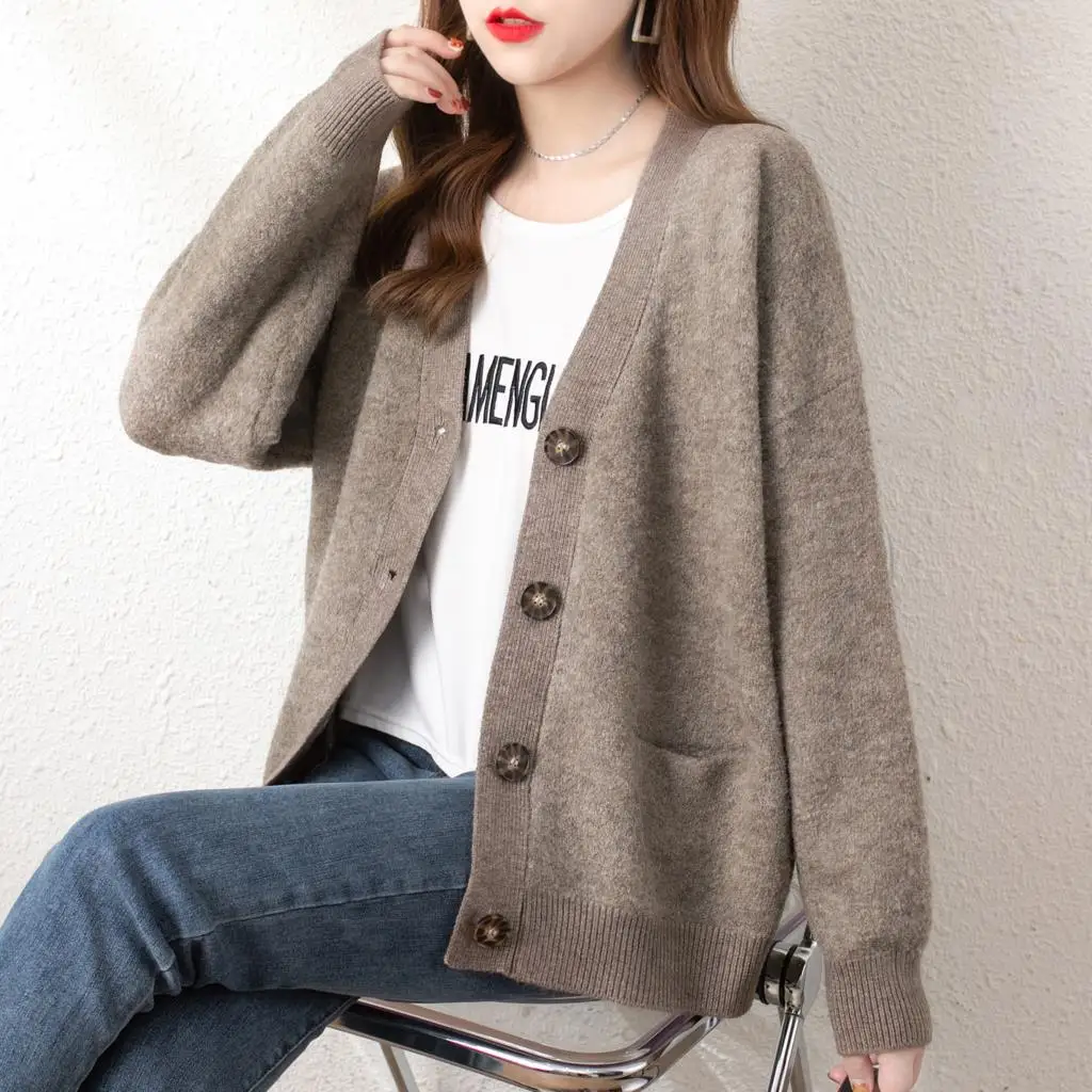 

Room 217875, 7 on row 7 】 make v-neck pure color pocket knitting cardigan [1675] 67