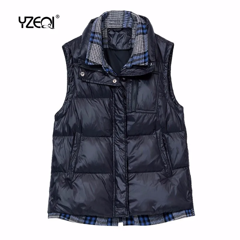 

Yzeqi 2020 New Arrivals Winter Vest Casual Women Jacket Down Warm Vests Casual Patchwork Sleeveless Jackets For Women Waistcoat