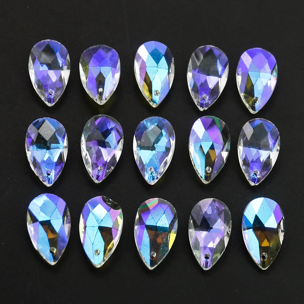 

10PC Fire Polished AB Color Angel Tears Crystal Jewelry Pendant Faceted Prism Chandelier Suncatcher Rainbow Aurora Wedding Decor