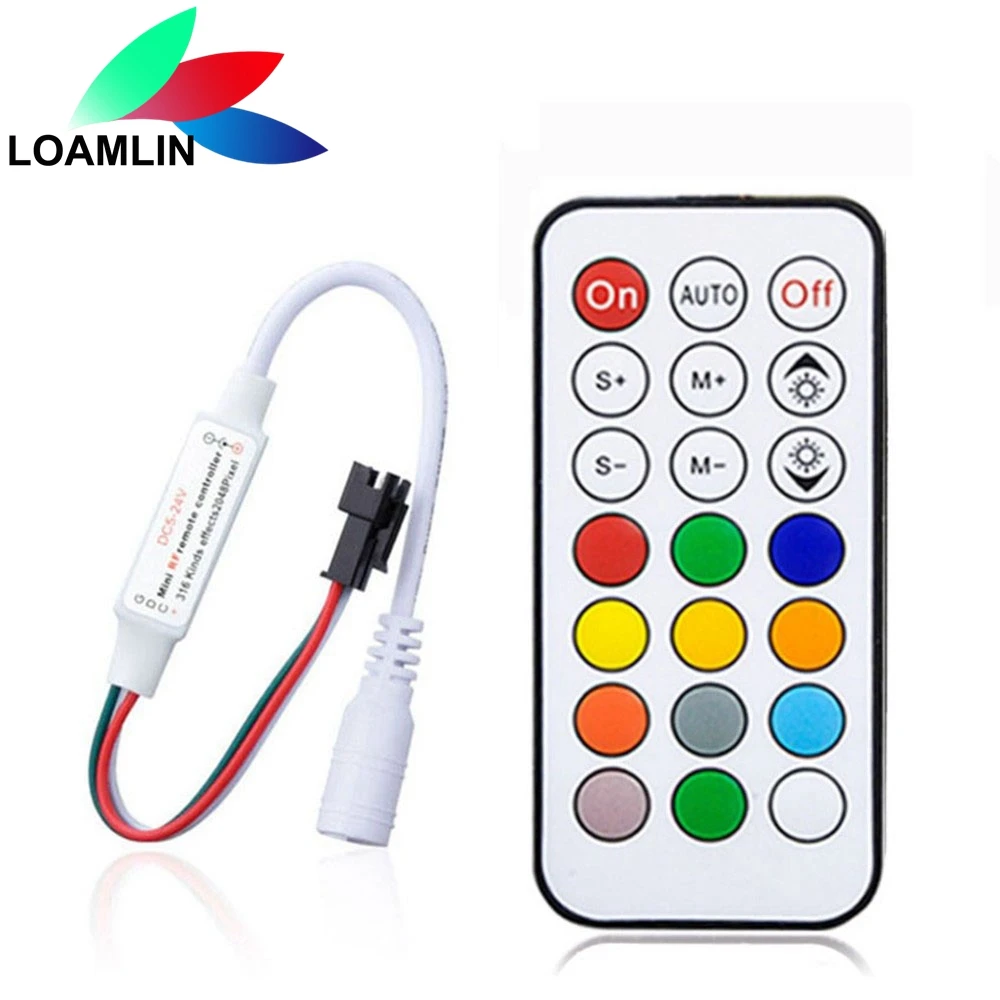 

21Keys RF Pixels Remote Led Controller With 366Modes Change For WS2811 WS2812B SK6812 Strip Light Module DC5-24V