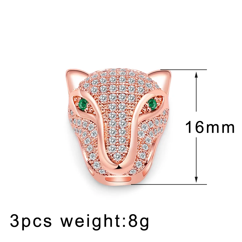 Leopard Head AAA Zircon Beads Panther Animal Copper Spacer Charms For Jewelry Making DIY Bracelet Necklace Factory Price | Украшения и
