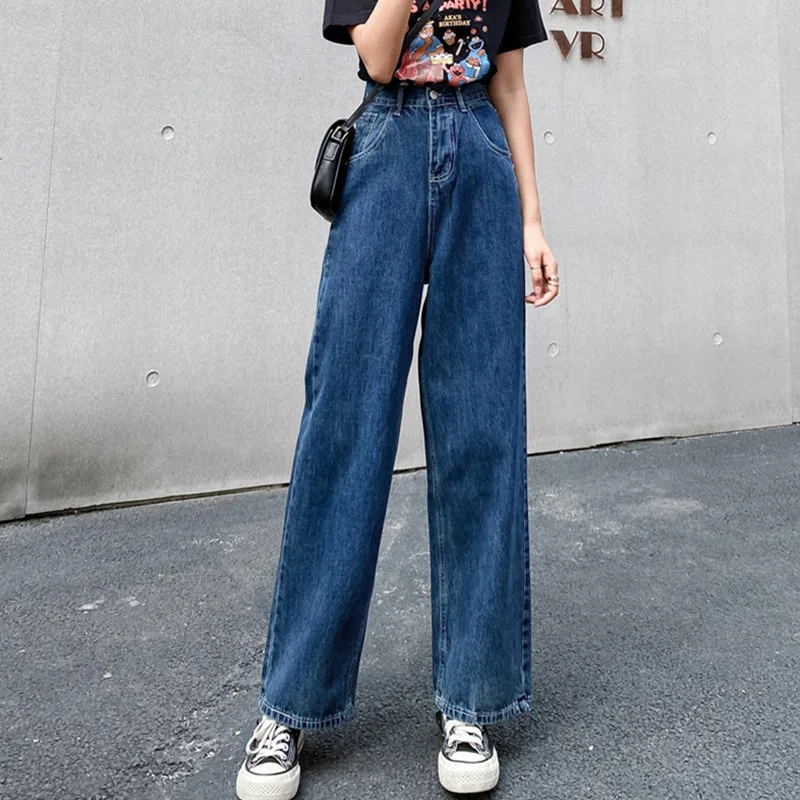 

Woman Jeans High Waist Clothes Wide Leg Denim Clothing Blue Streetwear Vintage Quality 2020 Fashion Harajuku Straight Pants