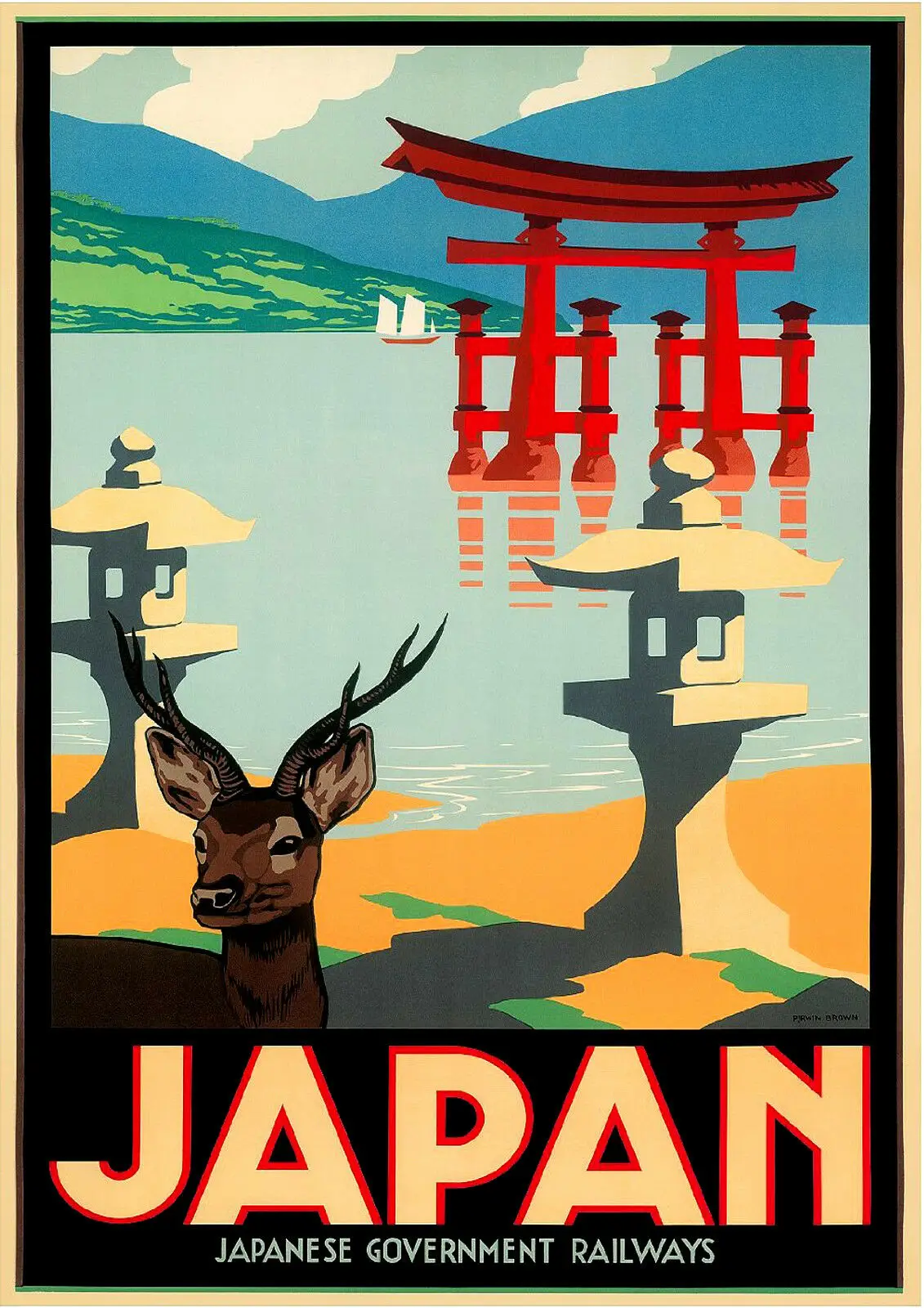 Японская железная дорога винтажная Ретро фотография 24x36 дюймов | Дом и сад