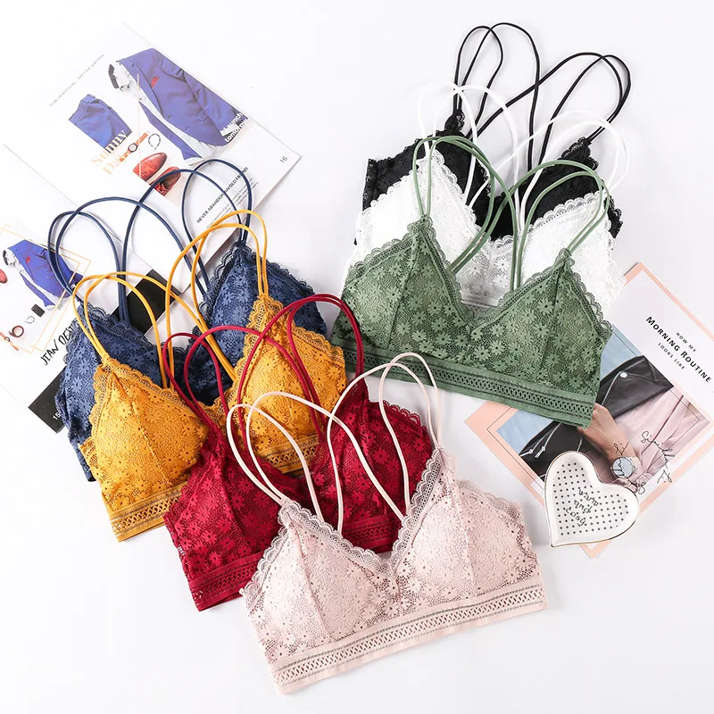 

Сексуальное нижнее белье, цветочный кружевной бюстгальтер пуш-ап для женщин, бесшовный бюстгальтер с v-образным вырезом, без косточек, беспр...