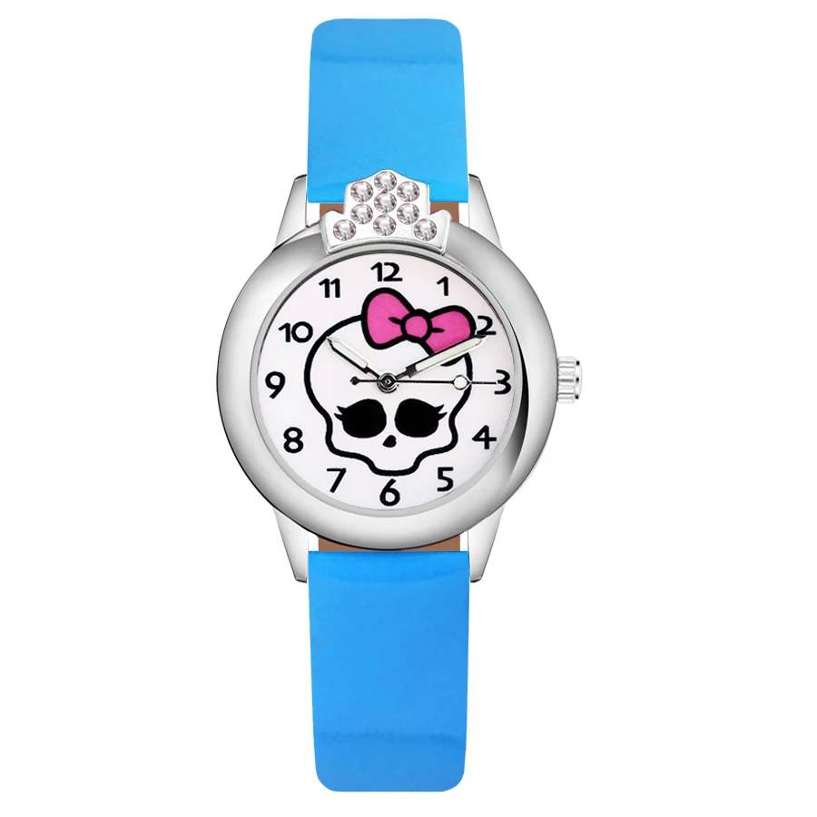 Мультфильм милый лук Хрустальный Череп Стиль Детские часы Дети для девушек