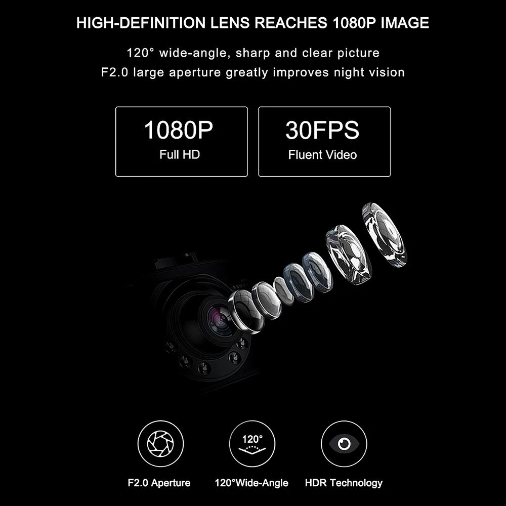 Автомобильный видеорегистратор G30 Full HD 1080P 120 градусов камера заднего вида с