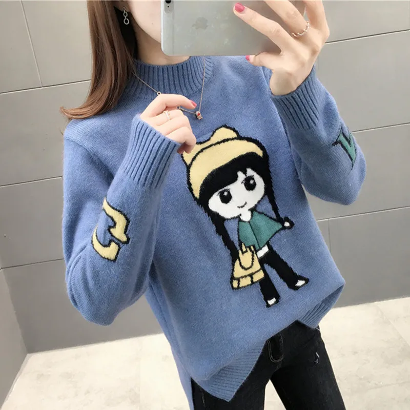 

2021 Ins Fashion New Women Cartoon Sweaters Winter Pullovers Women Knit Fashion Jumpers Sweater