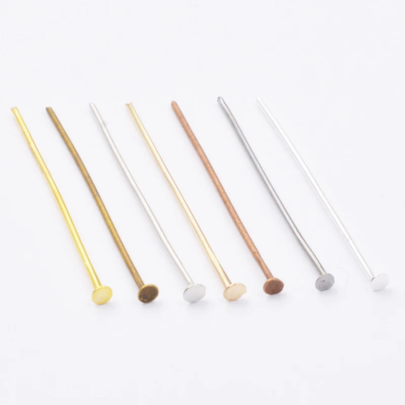 200 шт., булавки с плоской головкой диаметром 16-50 мм, диаметром 0,7 мм, серебряная, золотая, блестящая, медная подвеска «сделай сам» для изготовления ювелирных изделий, сережек