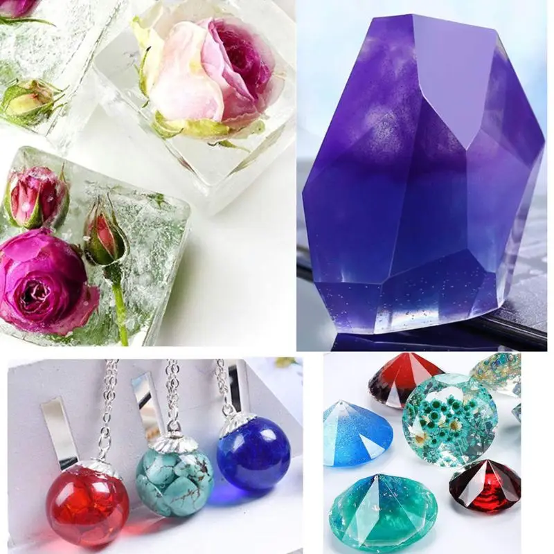 

1 Set Large Clear DIY Silicone Molds for Resin Soap Wax Epoxy Resin Mold Cube Pyramid Sphere Diamond Stone Resin Casting Molds