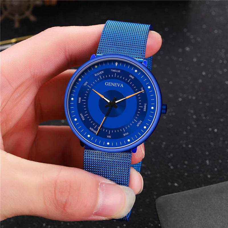 

Luminous Rotation Men Watch Mesh Fashion Watch Men Business Casual Quartz Analog Watch Clock Stainless Gift Relogio Masculino