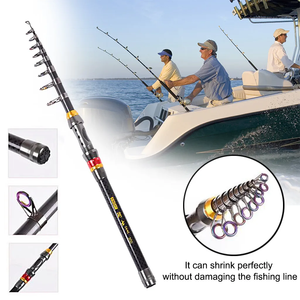 

1.8m-3.6m Multifunction telescopic fishing rod Cork handle Carbon Fiber carp Spinning Rod Portable Travel pole fish Tackle #