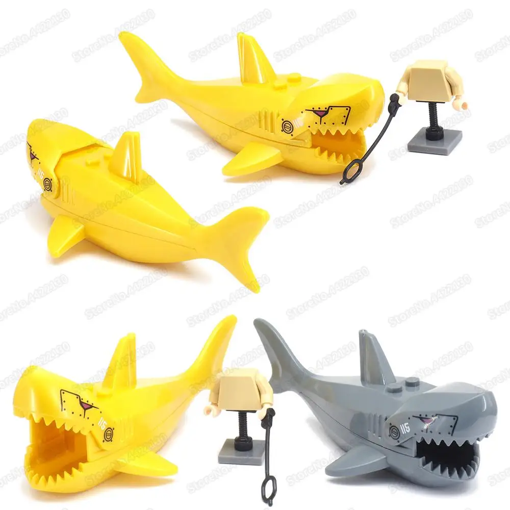 Mechanical Gold Shark Building Block Deep Sea Diving Figures Equipment Military Technology World Model Child Christmas Gift Toys | Игрушки и