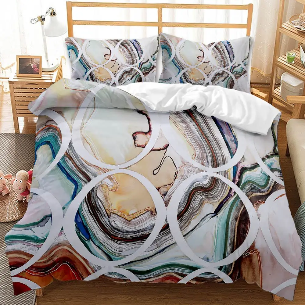 

New Flow Color Texture Series Bedding Set 3D Art Colorful Duvet Cover Pillowcases Twin Queen Size Bedspread Childrens Adult Gift