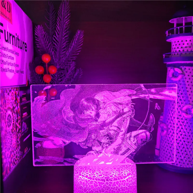 Акриловая 3d лампа Леви Аккермана из атаки на Титанов светодиодный ночсветильник
