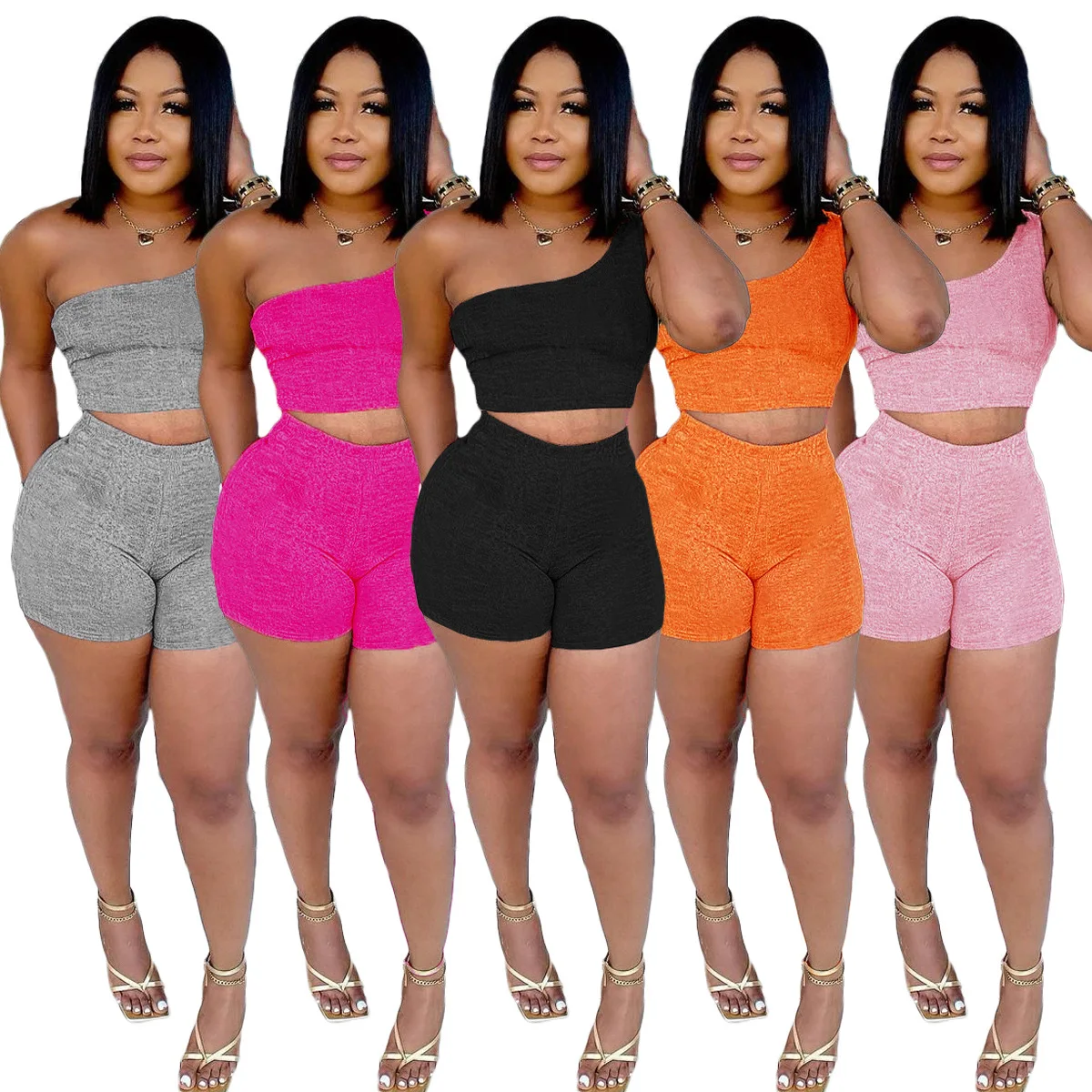 

Adogirl Woman Solid Color Tracksuit Sleeveless Crew Neck Crop Top And Shorts Casual Fitness Sporty Two Piece Set 5 Color