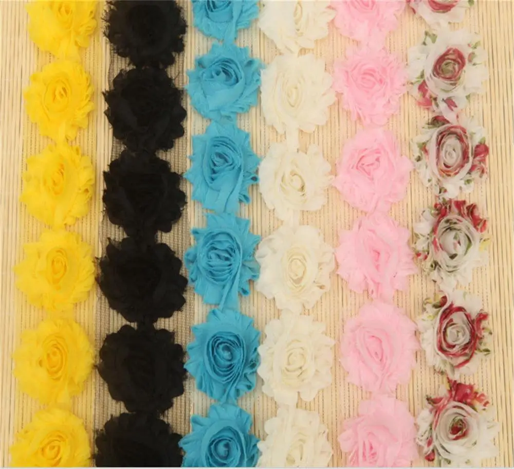 10x Chiffon Rose Flower Embroidered Lace Trim Ribbon Applique Sewing Craft Crochet Vintage Wedding Bridal Dress Clothes | Дом и сад