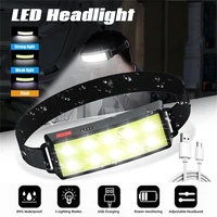 portable headlamp mini cob led headlight with built in battery flashlight usb rechargeable head lamp torch for outdoor camping
