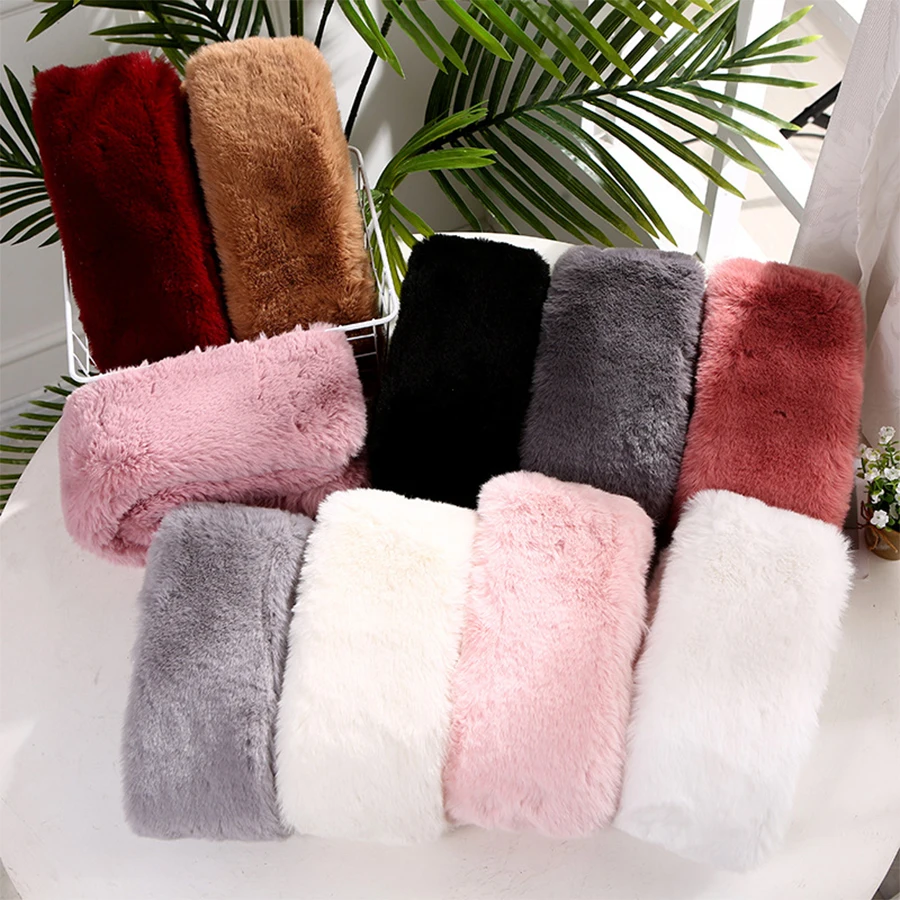 Осенне зимний плюшевый шарф из искусственного кроличьего меха для женщин модный