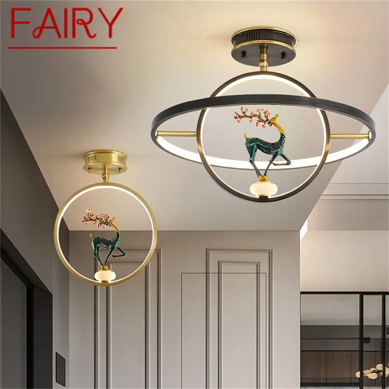 

FAIRY Brass Ceiling Light Modern Luxury Jade Lamp Fixtures LED Creative Home For Dining Room Decoration