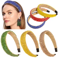 europe 5 colors handmade beading hairbands women broad brimmed elegant bride hair accessories street headband hair accessories