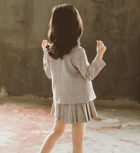 Одежда для подростков девочек костюм Весенняя детская одежда клетчатая куртка и