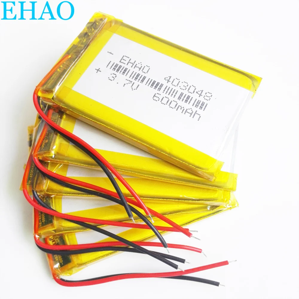 Batería recargable de polímero de litio LiPo para Mp3, cargador portátil de 3,7 V, 600mAh, 403048, GPS, Bluetooth, Ebooks, 5 x piezas