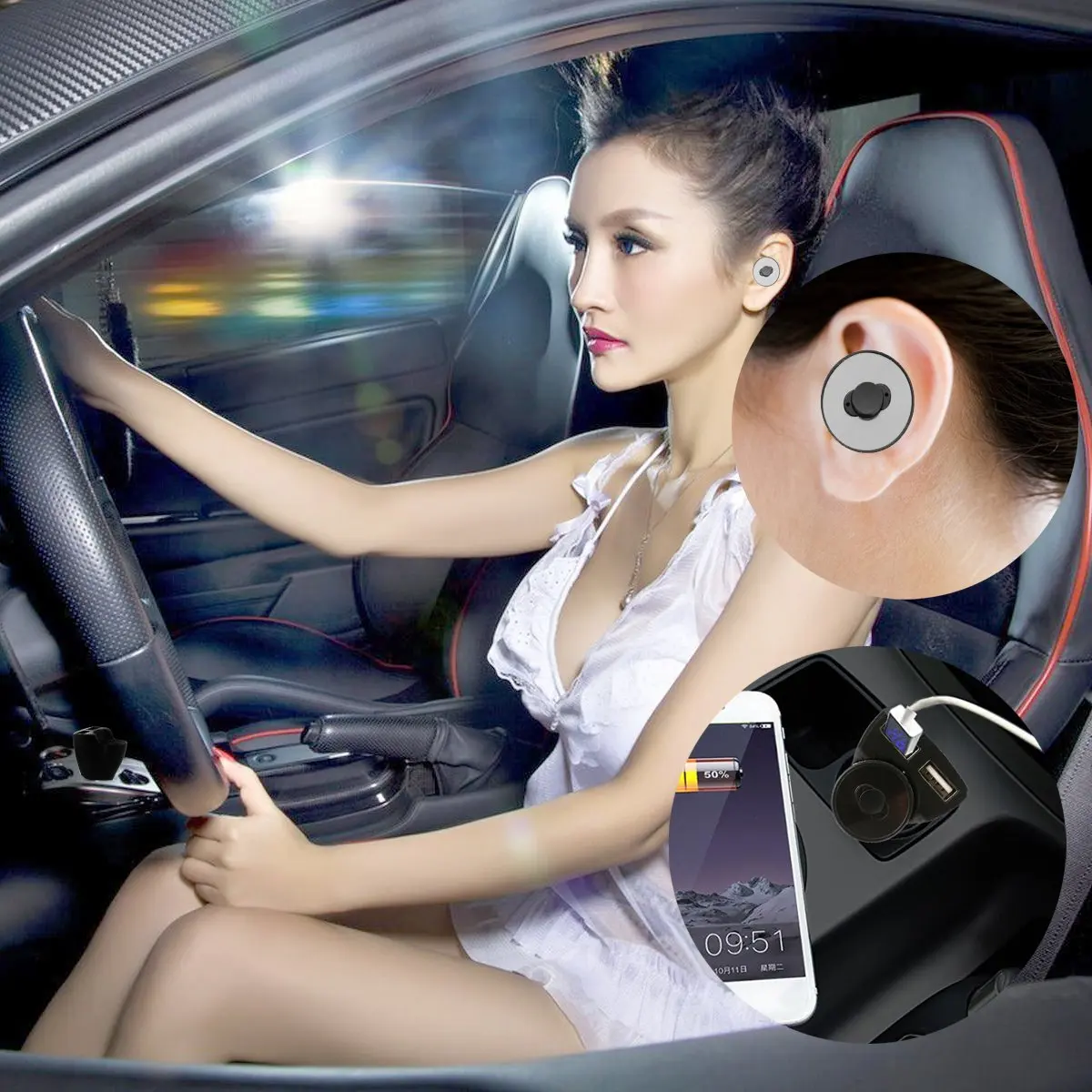 Автомобильное зарядное устройство с двумя портами 2 в 1 12 24 В Bluetooth 3 6 А| |