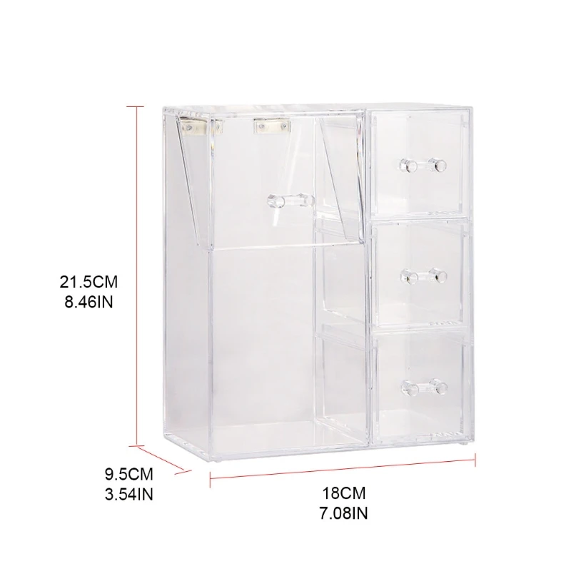 

T3EA Makeup Brush Holder with Dustproof Lid Drawer Free Pearl Acrylic Clear Organizer
