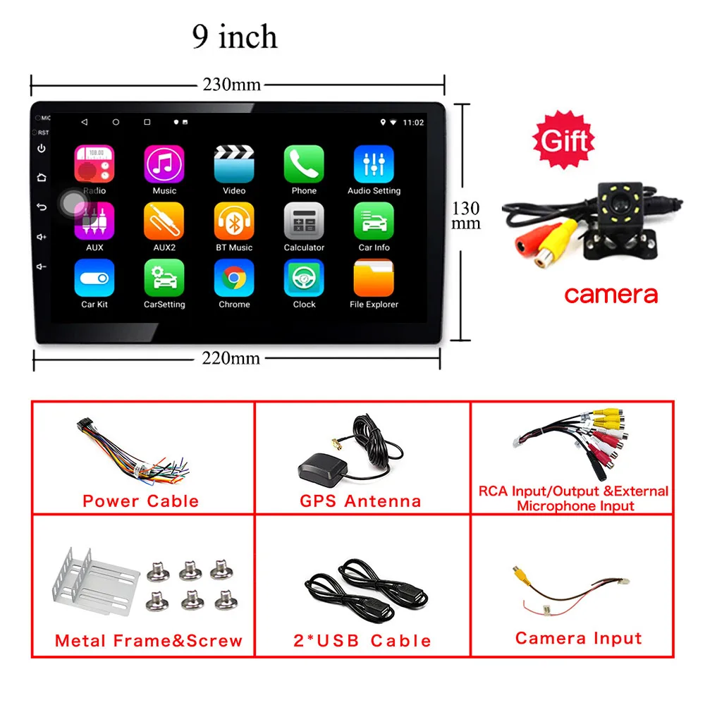 Universal 9 inch 9 10 дюймов Android 8,1 DAB gps навигация Авторадио Мультимедиа dvd-плеер Bluetooth wifi MirrorLink OBD2 Универсальный 2Din Автомагнитола - Цвет: Universal 9 inch