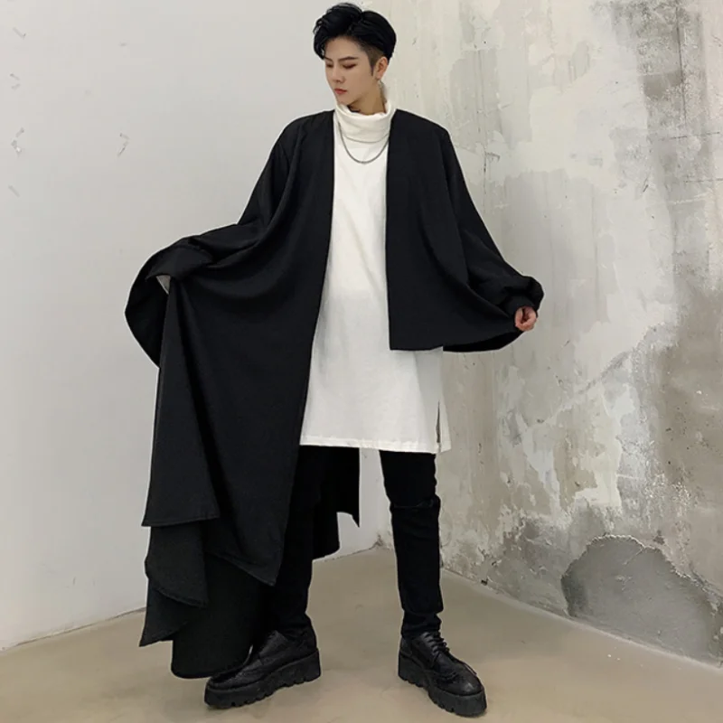Men's Long-Sleeve Shirt Spring And Autumn New Yamamoto Style Personality Irregular Asymmetric Hip Hop Loose Oversized Shirt