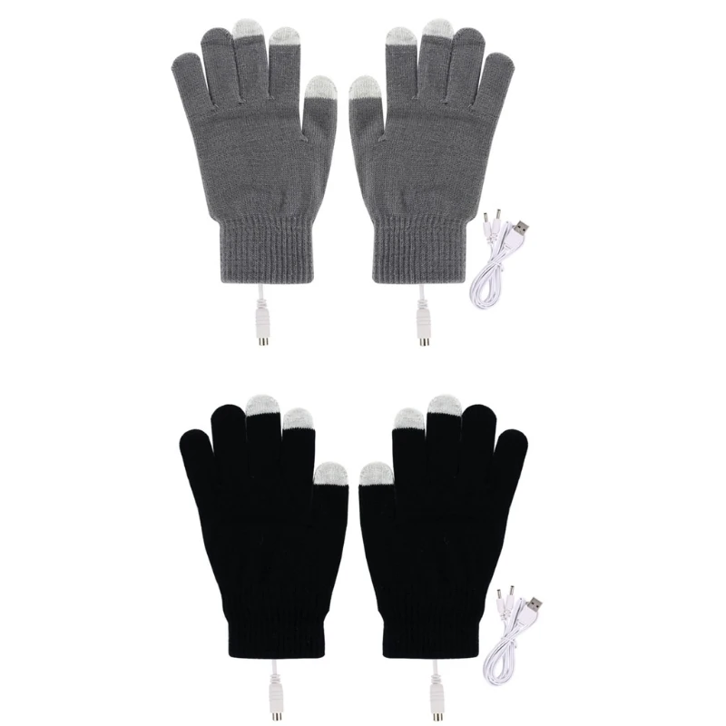 

1 Pair USB Heated Gloves for Men Women Knitting Heating Mittens Hands Warmer