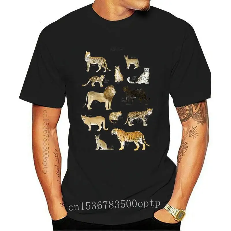

New 2021 Summer Fashion Men Short Sleeve Wild Cats Collection Design T-Shirt Harajuku Animal Print Boy Casual Tops Cool Man Tees