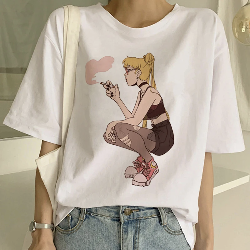

Sailor Moon Summer New Fashion T Shirt Women Harajuku Short Sleeve Fun Ulzzang T-Shirt Cute Cat Tshirt Cartoon Top Tees Female