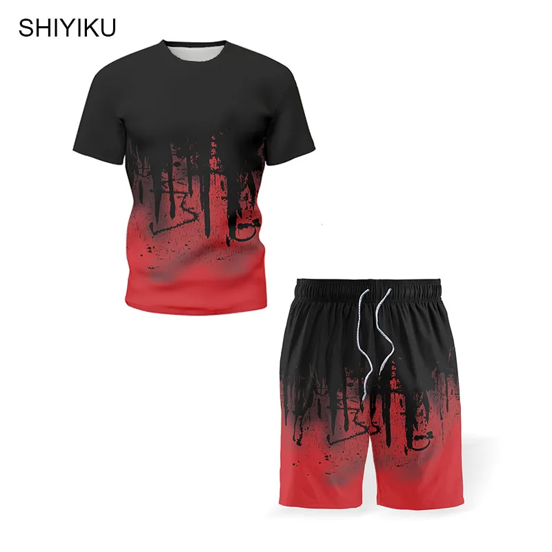 

SHIYIKU 2021 Summer New Brand Mens Sets Can Separate Sell T-Shirt Shorts Tracksuit 2 Piece Set Man Clothing Joggers Uniform 5XL