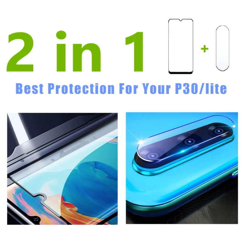 Защитный чехол 2 в 1 для huawei p30 lite с камерой стеклянным объективом защитный