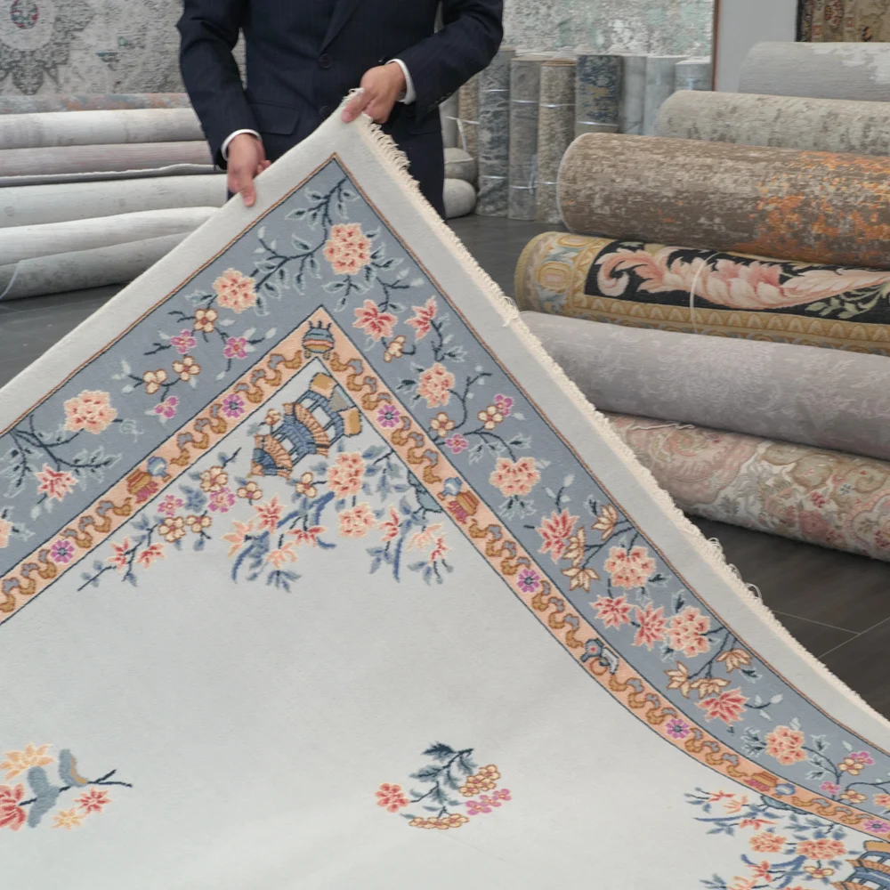 Ковер шерстяной ручной работы 6x9 дюймов синий в китайском стиле | Дом и сад