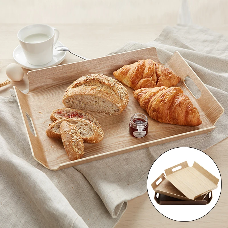 

Wooden Bread Tray Square Cake Dessert Serving Plate Portable Kitchen Utensil