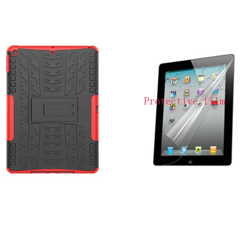 Силиконовый чехол для samsung Tab A A6, 10,1 дюймов, чехол, T580, T585, T580N, T585N, SM-T580, SM-T585, чехол, подставка, держатель+ пленка - Цвет: red and film