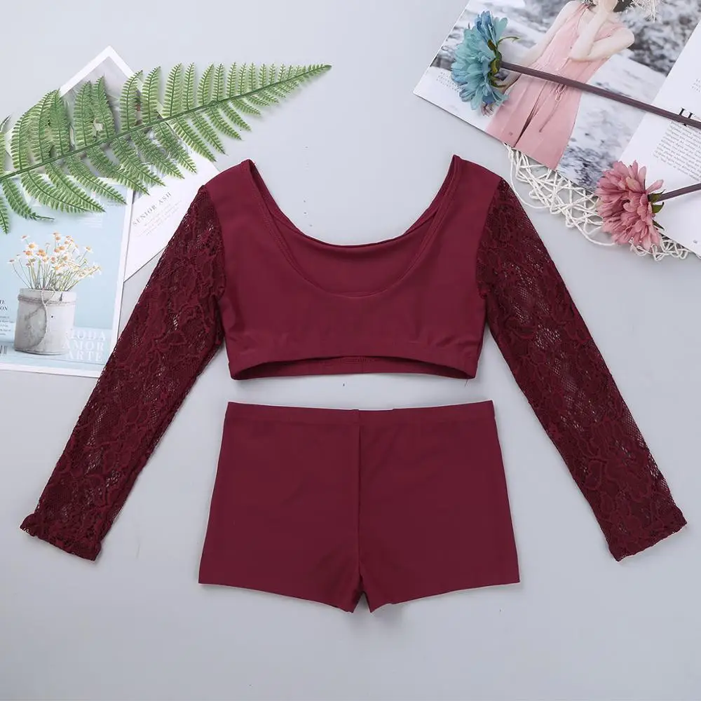 Детский топ для балета и танцев Короткие трусы костюм из двух предметов Костюм