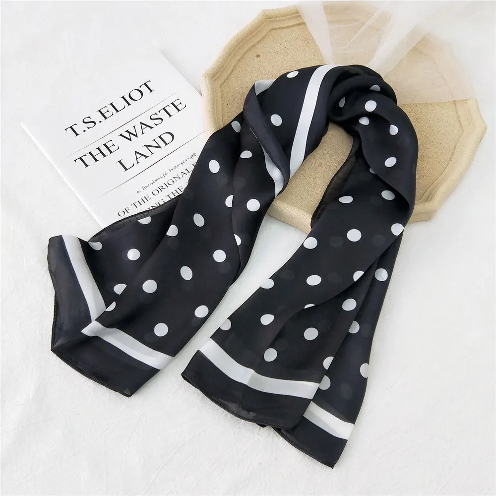 

90X90CM Polka Dot Printing Satin Square Scarf Shawls For Women Korean Thin Spring Autumn Summer Travel Sunscreen Women's Scarves