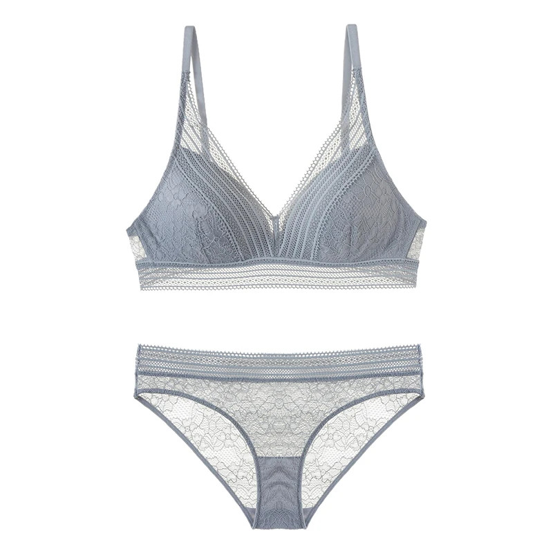 Кружевной комплект из бюстгальтера и трусиков с тонкой чашкой | Женская одежда