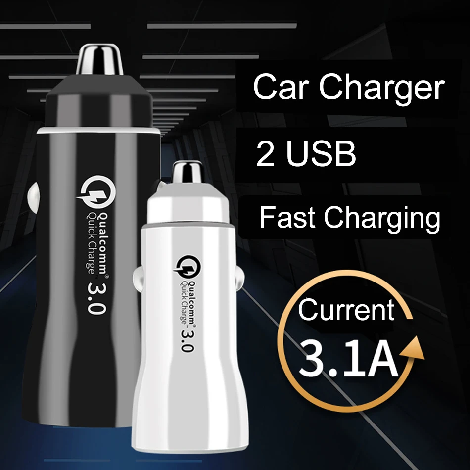 Для Xiao mi 9 mi 8 xaomi mi a1 a2 Red mi note 7 6 5 Dual USB Автомобильное зарядное устройство Quick Charge QC3.0 Auto Mabile Phone 3.1A Быстрая зарядка