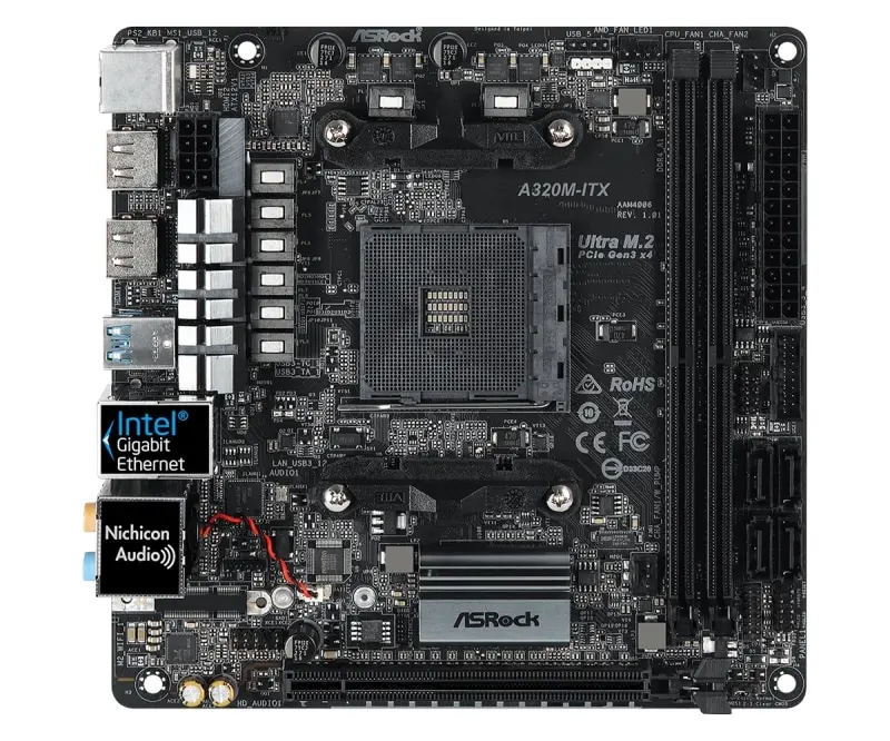Плата материнская Asrock A320M-ITX AM4 AMD A320 mATX BOX | Компьютеры и офис