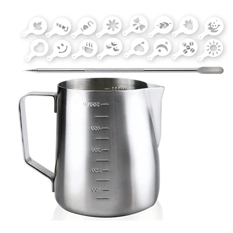 

Шипучий молочный горшок 20 унций с измерением, паровой горшок для кофе, капучино, латте, идеально подходит для эспрессо и т. д.