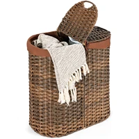 costway handwoven laundry hamper laundry basket w2 removable liner bags hw67574