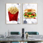 Современные постеры с изображением картофеля фри и гамбургеров и искусства стены, Декор для ресторана, кухни, магазина фаст-фуда