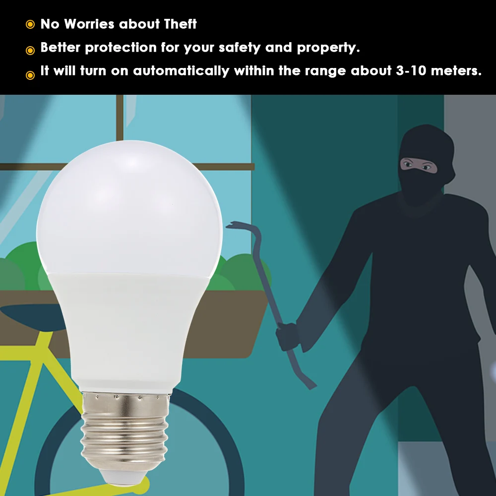 Светодиодная лампа E26/E27 с датчиком движения Интеллектуальная Индукционная для